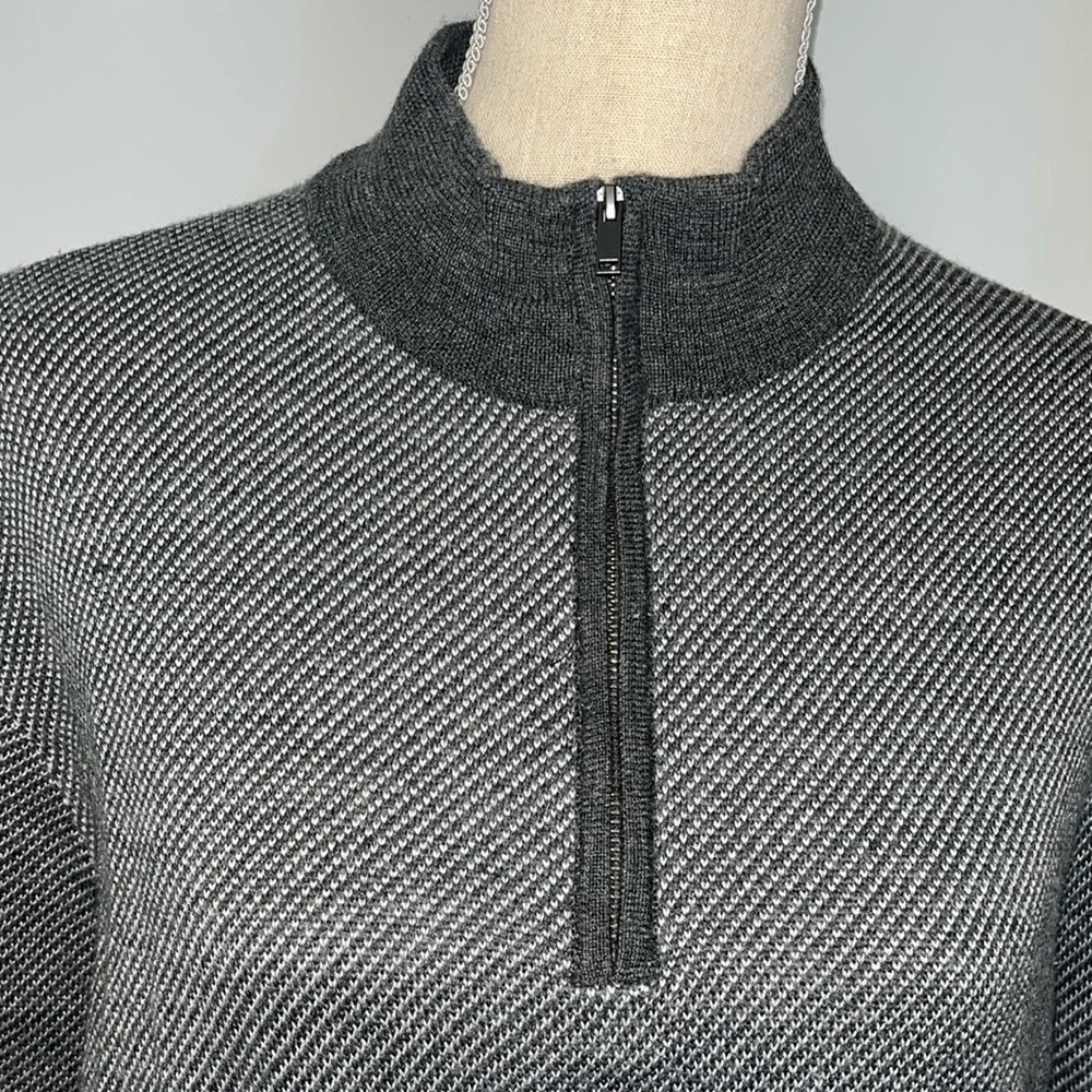 Toscano Gray Zip Up Sweater with High Collar size Large